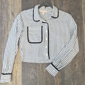Monteau Black and White Striped Cropped Top
